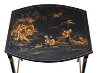 Victorian Oriental Chinoiserie Nest of Decorated Black Lacquer Tables (7 of 10) Victorian Oriental Chinoiserie Nest of Decorated Black Lacquer Tables (7 of 10)