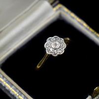 Vintage Diamond Cluster Flower Daisy 18ct 18K Yellow Gold Ring (10 of 10) Vintage Diamond Cluster Flower Daisy 18ct 18K Yellow Gold Ring (10 of 10)