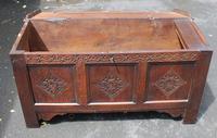 1940s Oak 3 Panel Coffer + Key & Candle Box (2 of 4) 1940s Oak 3 Panel Coffer + Key & Candle Box (2 of 4)