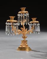 Pair of Early 19th Century Gilt Bronze and Lustres Three Branch Candelabra (5 of 8) Pair of Early 19th Century Gilt Bronze and Lustres Three Branch Candelabra (5 of 8)