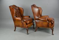 Antique Pair of Deep Buttoned Leather Wing Chairs (2 of 7) Antique Pair of Deep Buttoned Leather Wing Chairs (2 of 7)