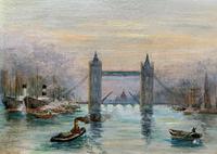 Superb Original 1921 View of Tower Bridge London Seascape Oil Painting (6 of 12) Superb Original 1921 View of Tower Bridge London Seascape Oil Painting (6 of 12)
