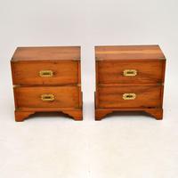 Pair of Antique Military Campaign Yew Wood Bedside Chests (2 of 9) Pair of Antique Military Campaign Yew Wood Bedside Chests (2 of 9)