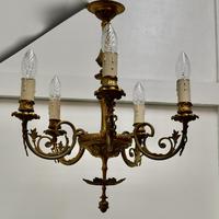 Gilded Brass 5 Branch Rococo Style Chandelier (2 of 8) Gilded Brass 5 Branch Rococo Style Chandelier (2 of 8)
