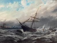 Huge 19th Century Seascape Oil Painting Sinking Ship Signalling Rescuers by Henry E Tozer (5 of 58) Huge 19th Century Seascape Oil Painting Sinking Ship Signalling Rescuers by Henry E Tozer (5 of 58)