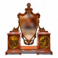 19th Century Mahogany & Painted Table Top Cheval Mirror