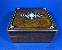 Victorian French Burr Cedar Jewellery Box with Inlay & Original Interior (6 of 13) Victorian French Burr Cedar Jewellery Box with Inlay & Original Interior (6 of 13)