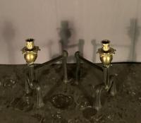 Unusual Decorative French Brass & Steel Fire Dogs with Candle Sconces (7 of 8) Unusual Decorative French Brass & Steel Fire Dogs with Candle Sconces (7 of 8)