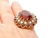 17.67ct Citrine & 1.33ct Diamond, 18ct Yellow Gold Dress Ring - Vintage French c.1950 (8 of 9) 17.67ct Citrine & 1.33ct Diamond, 18ct Yellow Gold Dress Ring - Vintage French c.1950 (8 of 9)