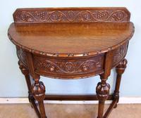 Antique Jacobean Style Carved Oak Demi Lune Side Table (4 of 8) Antique Jacobean Style Carved Oak Demi Lune Side Table (4 of 8)