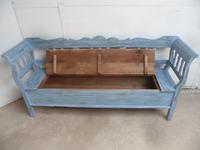 Lovely Sky Blue 3 Seater Antique Pine Kitchen / Hall Box Settle / Bench (10 of 10) Lovely Sky Blue 3 Seater Antique Pine Kitchen / Hall Box Settle / Bench (10 of 10)