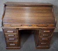 Antique Edwardian Oak Roll Top Pedestal Desk (10 of 10) Antique Edwardian Oak Roll Top Pedestal Desk (10 of 10)
