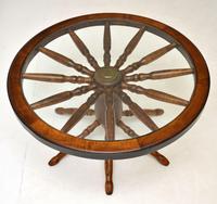 Vintage Glass Top Wagon Wheel Coffee Table (3 of 6) Vintage Glass Top Wagon Wheel Coffee Table (3 of 6)