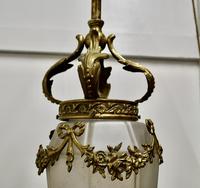 French Opalescent Glass & Brass Hanging Pendant Light (8 of 8) French Opalescent Glass & Brass Hanging Pendant Light (8 of 8)