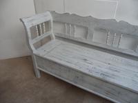 Mottled White & Black 3 Seater Antique Pine Kitchen / Hall Box Settle / Bench (10 of 10) Mottled White & Black 3 Seater Antique Pine Kitchen / Hall Box Settle / Bench (10 of 10)
