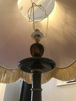 Antique Chinoiserie Black Lacquered, Hand Painted Floor Lamp with Shade (9 of 10) Antique Chinoiserie Black Lacquered, Hand Painted Floor Lamp with Shade (9 of 10)