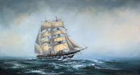 Large Beautiful Mid-Century Full-Masted Ship in Rough Seas Seascape Oil Painting (2 of 12) Large Beautiful Mid-Century Full-Masted Ship in Rough Seas Seascape Oil Painting (2 of 12)