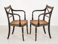 Pair of Regency Style Ebony & Gilt Open Armchairs (5 of 8) Pair of Regency Style Ebony & Gilt Open Armchairs (5 of 8)