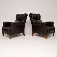 Pair of Antique Swedish Leather Armchairs (2 of 10) Pair of Antique Swedish Leather Armchairs (2 of 10)