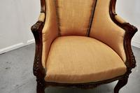 French Carved Walnut & Salon Chair, Upholstered in Silk (6 of 10) French Carved Walnut & Salon Chair, Upholstered in Silk (6 of 10)