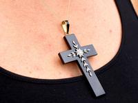 Black Onyx, Diamond, Yellow Gold Cross Pendant (9 of 9) Black Onyx, Diamond, Yellow Gold Cross Pendant (9 of 9)