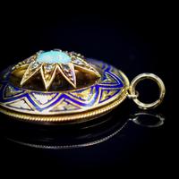 Antique Blue Enamel Opal and Diamond Star 15ct Gold Oval Locket Pendant (6 of 11) Antique Blue Enamel Opal and Diamond Star 15ct Gold Oval Locket Pendant (6 of 11)