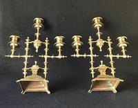 Pair of Heavy Brass Aesthetic Movement Three Branch Candelabra. (2 of 8) Pair of Heavy Brass Aesthetic Movement Three Branch Candelabra. (2 of 8)