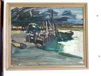 Donald Bosher Modern British Oil " Beach Scene " c1960's (2 of 3) Donald Bosher Modern British Oil " Beach Scene " c1960's (2 of 3)