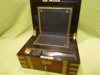 Brass Bound Walnut Writing Box - Secret Drawer - Original Leather c.1850 (4 of 14) Brass Bound Walnut Writing Box - Secret Drawer - Original Leather c.1850 (4 of 14)