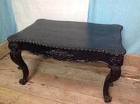 Late 19th Century French Ebonised Ebony Verneer Over Mahogany Hall Table with Carved Floral Pattern Two End Drawers (3 of 8) Late 19th Century French Ebonised Ebony Verneer Over Mahogany Hall Table with Carved Floral Pattern Two End Drawers (3 of 8)