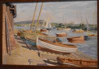 Boats in Harbour Oil Painting by Marjorie Mort (1906-1988) (3 of 6) Boats in Harbour Oil Painting by Marjorie Mort (1906-1988) (3 of 6)