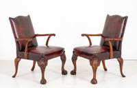 Pair of Chippendale Style Leather Gainsborough Chairs (8 of 8) Pair of Chippendale Style Leather Gainsborough Chairs (8 of 8)