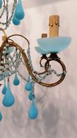 Murano, Rare Italian Chandelier in Aqua Beaded Opaline (5 of 8) Murano, Rare Italian Chandelier in Aqua Beaded Opaline (5 of 8)