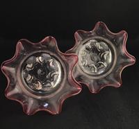 Pair of Victorian Cranberry Edged Fluted Glass Bowls. (2 of 4) Pair of Victorian Cranberry Edged Fluted Glass Bowls. (2 of 4)