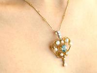 3.22ct Diamond & 2.10 ct Aquamarine, Pearl & 18ct Yellow Gold Pendant / Brooch - Antique Victorian (9 of 9) 3.22ct Diamond & 2.10 ct Aquamarine, Pearl & 18ct Yellow Gold Pendant / Brooch - Antique Victorian (9 of 9)