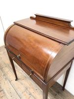 Antique Edwardian Mahogany Inlaid Cylinder Top Desk (11 of 14) Antique Edwardian Mahogany Inlaid Cylinder Top Desk (11 of 14)