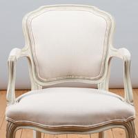 Pair of Large French Louis XV Style Painted Upholstered Armchairs (8 of 9) Pair of Large French Louis XV Style Painted Upholstered Armchairs (8 of 9)
