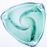 Val Saint Lambert Green Glass Triangle Dish (2 of 7) Val Saint Lambert Green Glass Triangle Dish (2 of 7)