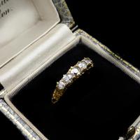 Antique Victorian Old Cut Diamond Five Stone 18K Gold Scroll Ring (2 of 10) Antique Victorian Old Cut Diamond Five Stone 18K Gold Scroll Ring (2 of 10)