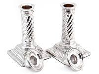 Pair of Victorian Silver Plated Candle Sticks with Spiral Fluted Columns (3 of 4) Pair of Victorian Silver Plated Candle Sticks with Spiral Fluted Columns (3 of 4)