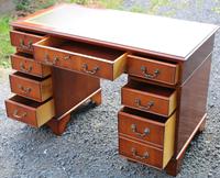 1960s Yew Wood Pedestal Desk with Green Leather Top (3 of 5) 1960s Yew Wood Pedestal Desk with Green Leather Top (3 of 5)