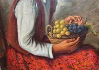 The Fruit Seller - Attractive Original Early 1900s Italian Oil Portrait Painting (4 of 10) The Fruit Seller - Attractive Original Early 1900s Italian Oil Portrait Painting (4 of 10)