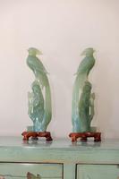 Pair of Chinese Carved Jade Birds of Paradise on Stands (3 of 15) Pair of Chinese Carved Jade Birds of Paradise on Stands (3 of 15)