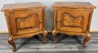 Pair of  Bedside Tables French Vintage Oak Nightstands Cabinets (1 of 12)