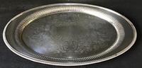 Large Oval Chased Silver Plated Butlers Tray (3 of 4) Large Oval Chased Silver Plated Butlers Tray (3 of 4)