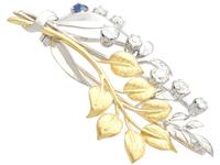 0.22ct Sapphire & 1.82ct Diamond, 18ct Yellow & White Gold Spray Brooch c.1930 (4 of 9) 0.22ct Sapphire & 1.82ct Diamond, 18ct Yellow & White Gold Spray Brooch c.1930 (4 of 9)