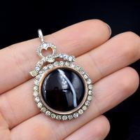 Antique Old Cut Paste Sterling Silver Banded Agate Bow Locket Pendant (9 of 9) Antique Old Cut Paste Sterling Silver Banded Agate Bow Locket Pendant (9 of 9)