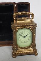 Antique Travelling Miniature Carriage Clock - Original Leather Case Made of Gilt Metal with Enamel Dial Mantel Clock (3 of 12) Antique Travelling Miniature Carriage Clock - Original Leather Case Made of Gilt Metal with Enamel Dial Mantel Clock (3 of 12)