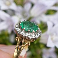 Vintage 18ct Gold Emerald & Diamond Cluster Ring (7 of 11) Vintage 18ct Gold Emerald & Diamond Cluster Ring (7 of 11)