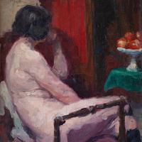 Oswald Poreau, Seated Nude In Leather Boots, Oil Painting (4 of 8) Oswald Poreau, Seated Nude In Leather Boots, Oil Painting (4 of 8)